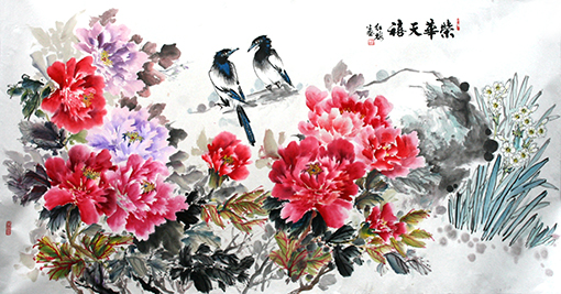 《荣华天禧》179x97cm刘红梅2016年作