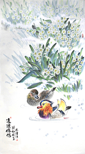 《凌波仙侣》97x179cm刘红梅2016年作