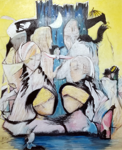 油画《人生密码》80x100cm