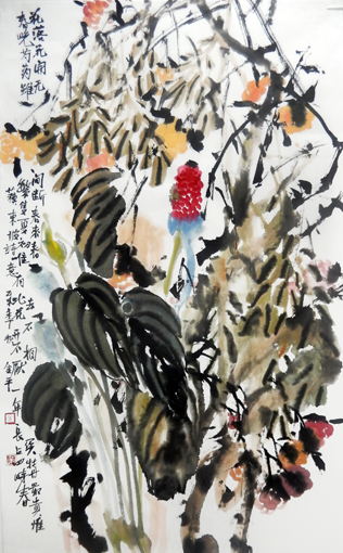道金平作品《花落花开无间断》68X138cm,2015年 道金平作品《花落花开无间断》68X138cm,2015年