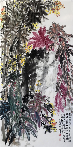 道金平作品193《煮酒堆山果》68x138cm,2017年 道金平作品193《煮酒堆山果》68x138cm,2017年