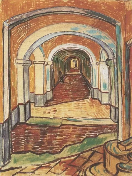 《精神病院的走廊》 1889